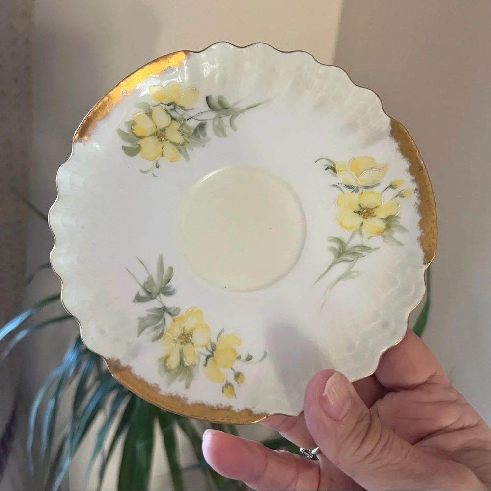 3 vintage Limoges porcelain saucers lovely floral great for many uses - …